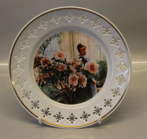 B&G Porcelain Artist Plate Carl Larsson B&G 1980 Carl Larsson plate - Series 4 - 
motif # 4 
 "Azalea" Painted 1906, 21,5 cm 8835
