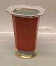 Royal Copenhagen Craquelé, (Crackelure) 212-2504 RC Vase red, grey and gold 17 x 
13.5 octagon rim